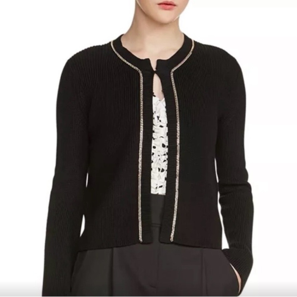 New Maje Meridien Cardigan with gold chain Trim